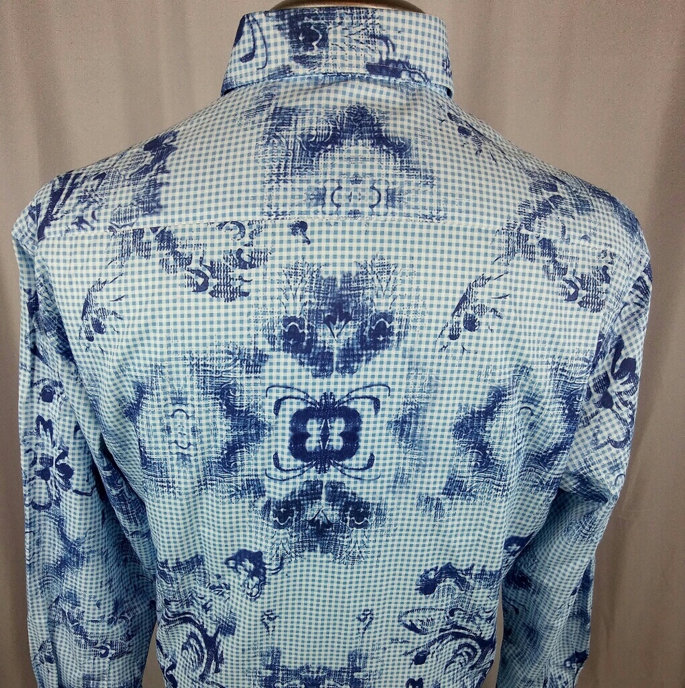 Bespoke Modern Fit Shirt Blue Checks & Designs L - Picture 2 of 5